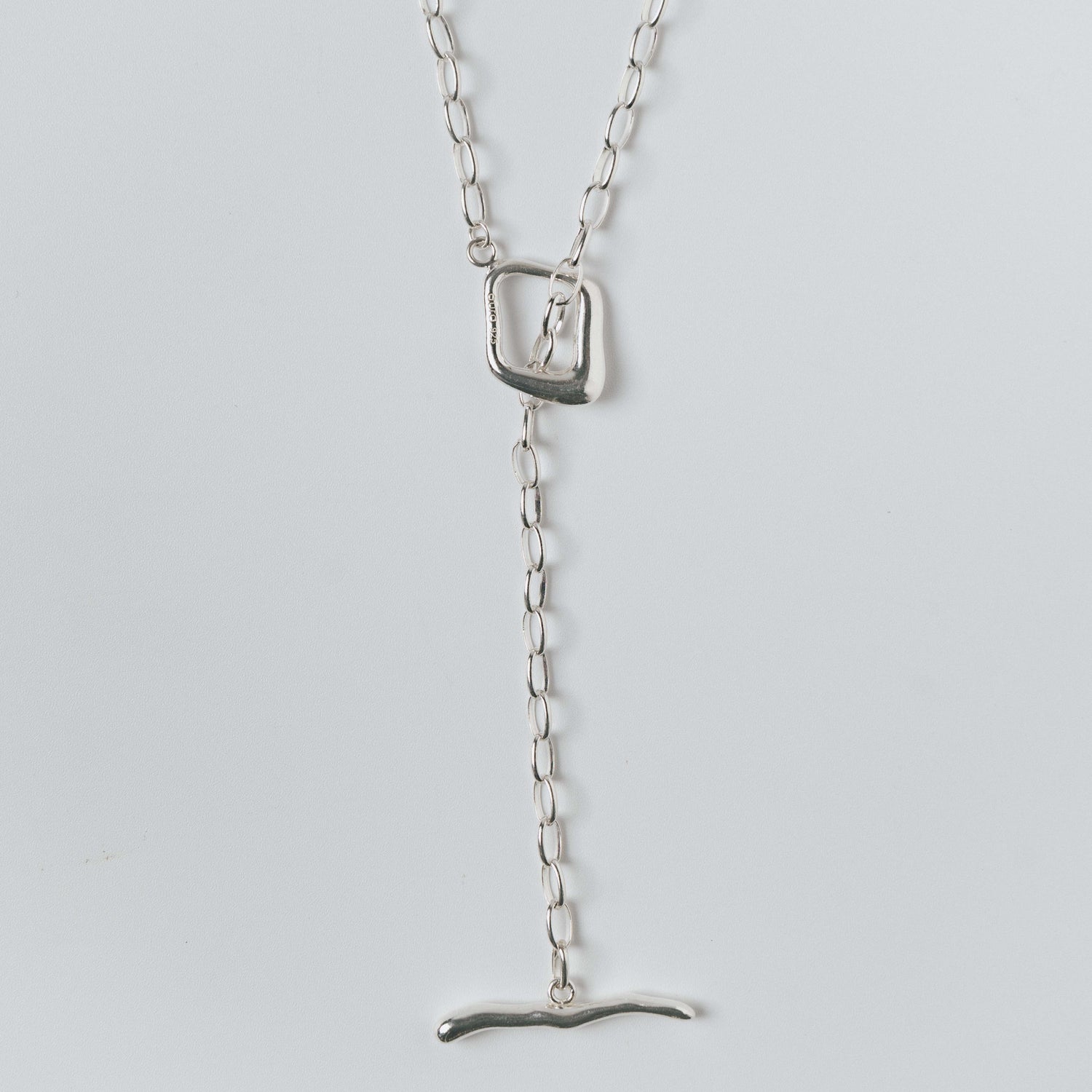 OVAL CHAIN LARIAT NECKLACE