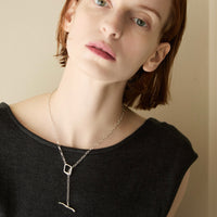 OVAL CHAIN LARIAT NECKLACE