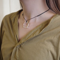 HORSE SHOE LEATHER CORD NECKLACE