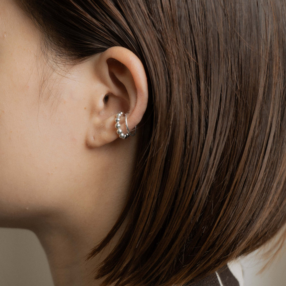 TSUBUTSUBU LINE EAR CUFF / SILVER