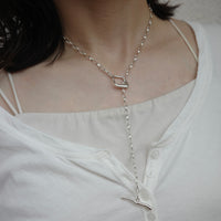 OVAL CHAIN LARIAT NECKLACE